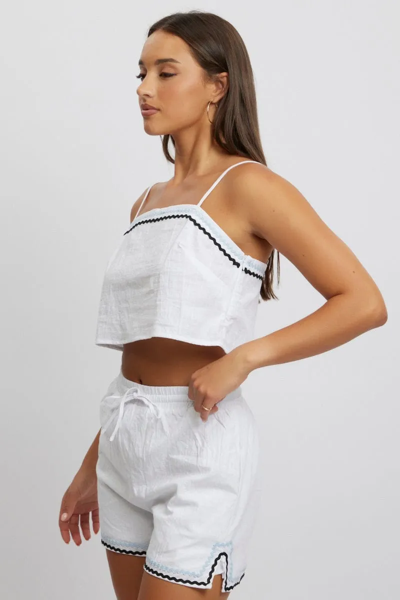 White Cami Top Sleeveless Ric Rac sold by Ally Fashion product image thumbnail 4