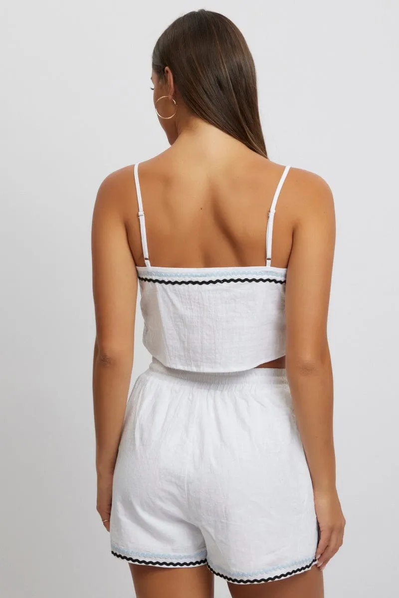 White Cami Top Sleeveless Ric Rac sold by Ally Fashion product image thumbnail 5