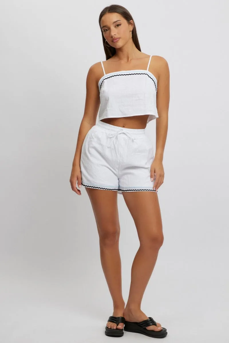 White Cami Top Sleeveless Ric Rac sold by Ally Fashion product image thumbnail 2