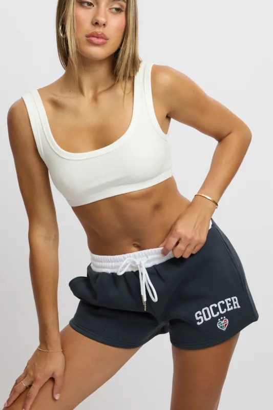 Blue Track Shorts Contrast Waist Band sold by Ally Fashion