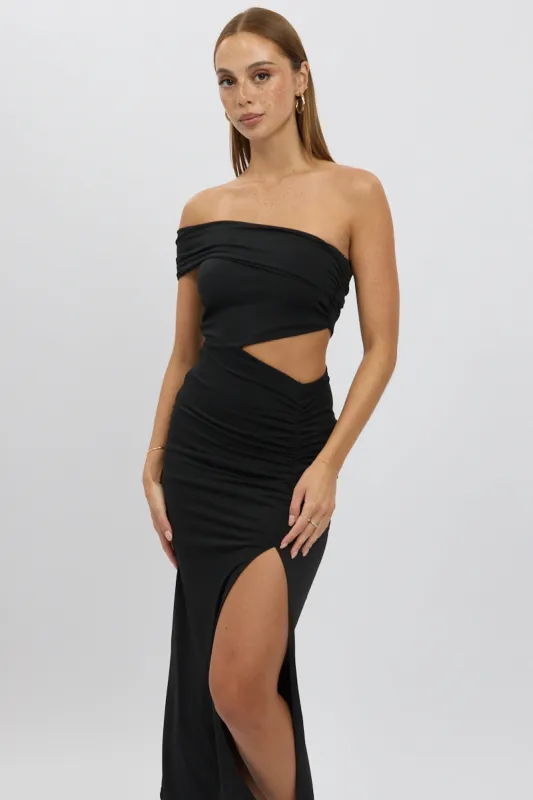 Black Bodycon Dress One Shoulder Maxi sold by Ally Fashion