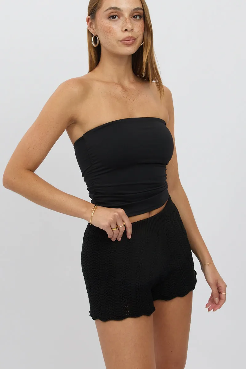 Black Knit Shorts Crochet sold by Ally Fashion