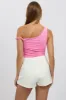 Pink Supersoft Top Twist off Shoulder sold by Ally Fashion