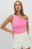 Pink Supersoft Top Twist off Shoulder sold by Ally Fashion