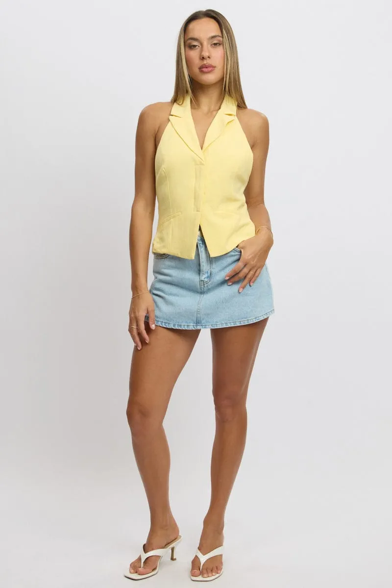 Yellow Vest Top V Neck Halter Neck Open Back sold by Ally Fashion product image thumbnail 2