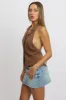 Brown Vest Top V Neck Halter Neck Open Back sold by Ally Fashion