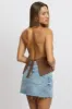 Brown Vest Top V Neck Halter Neck Open Back sold by Ally Fashion