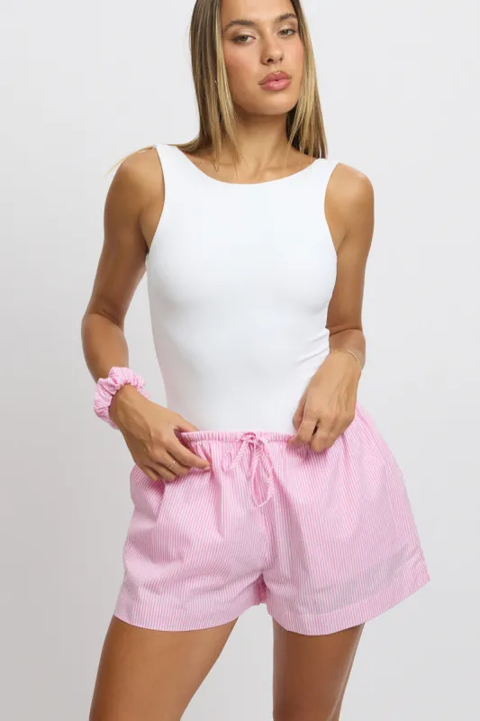Pink Stripe Shorts Mid Rise sold by Ally Fashion