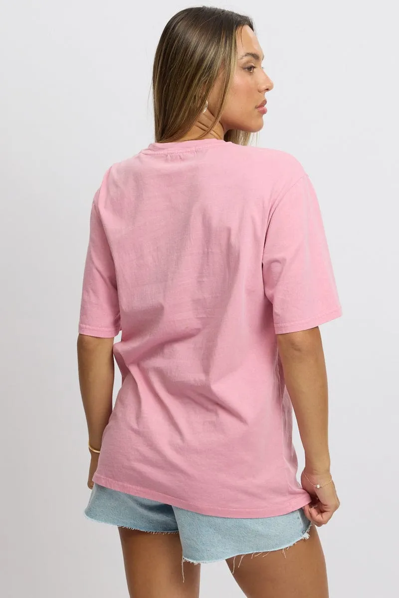 Pink Graphic Tee Short Sleeve sold by Ally Fashion product image thumbnail 5