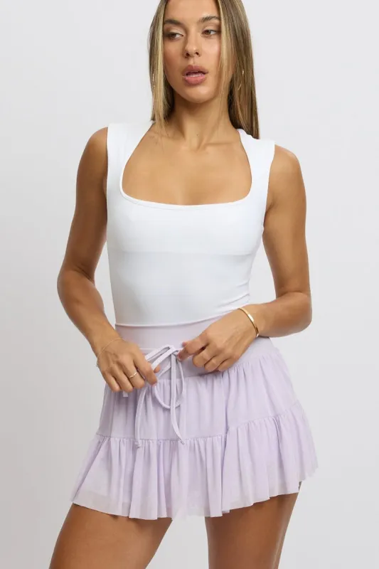 Purple Flare Skort Skirt High Rise Mini Mesh Tiered sold by Ally Fashion