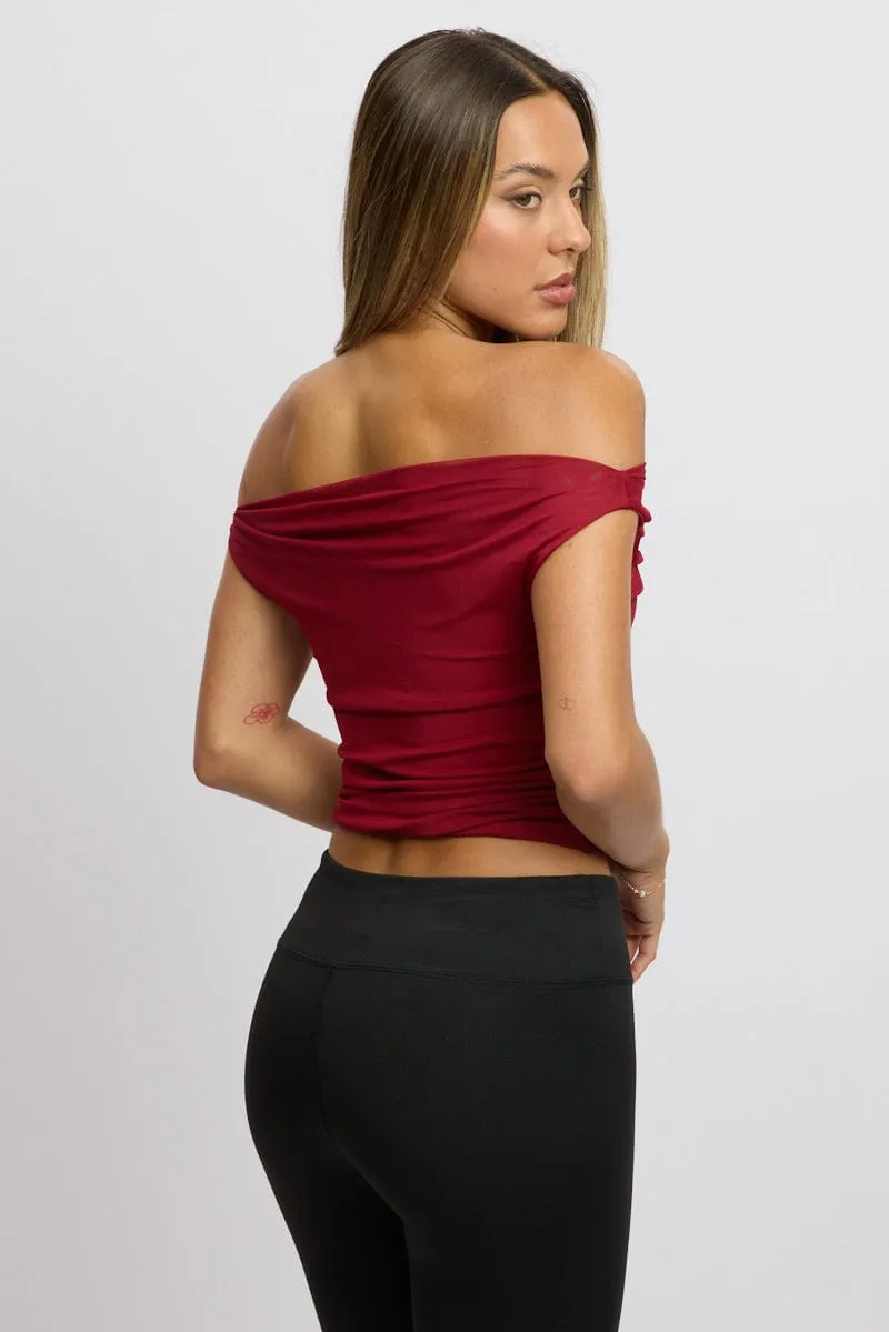 Red Off Shoulder Top Mesh sold by Ally Fashion product image thumbnail 5