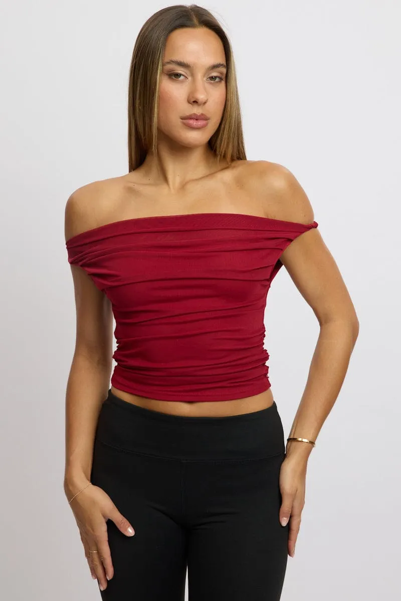 Red Off Shoulder Top Mesh sold by Ally Fashion product image thumbnail 3