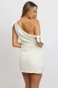 White Bodycon Dress Tie up Shoulder Linen sold by Ally Fashion