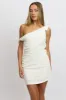 White Bodycon Dress Tie up Shoulder Linen sold by Ally Fashion