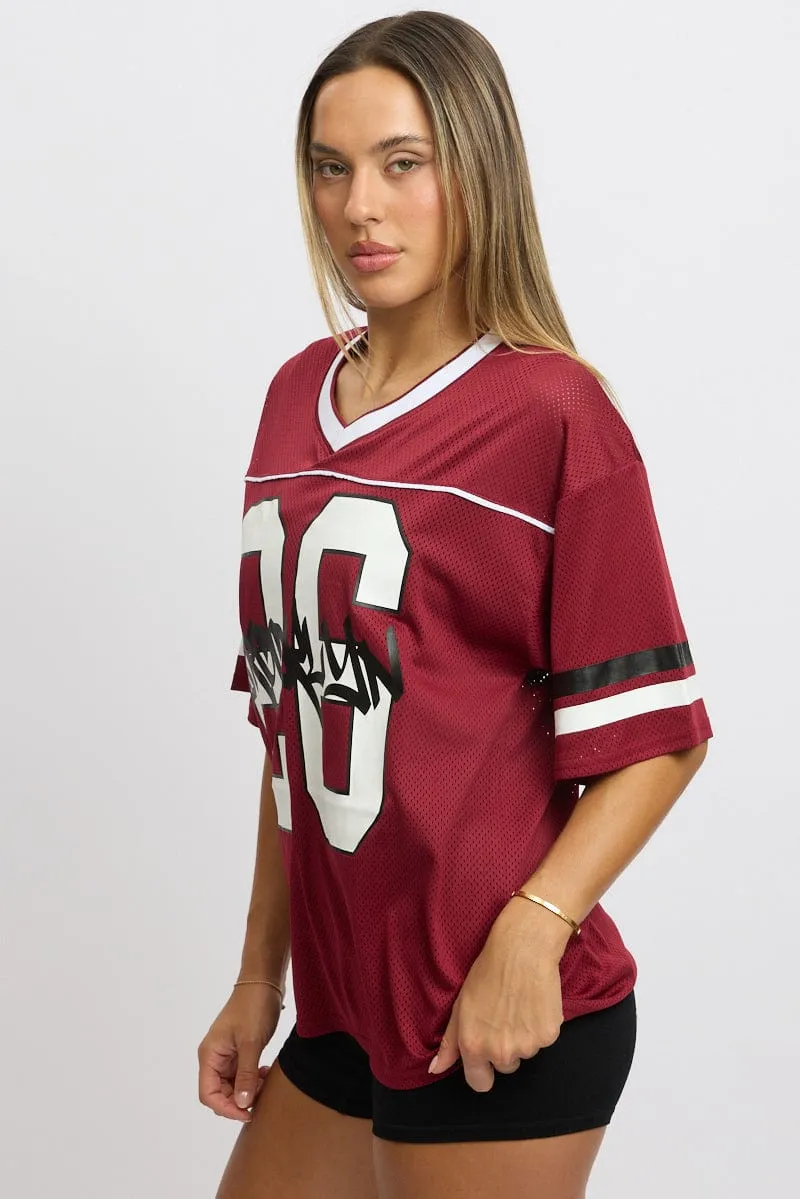 Red Sport Tee Short Sleeve sold by Ally Fashion product image thumbnail 4