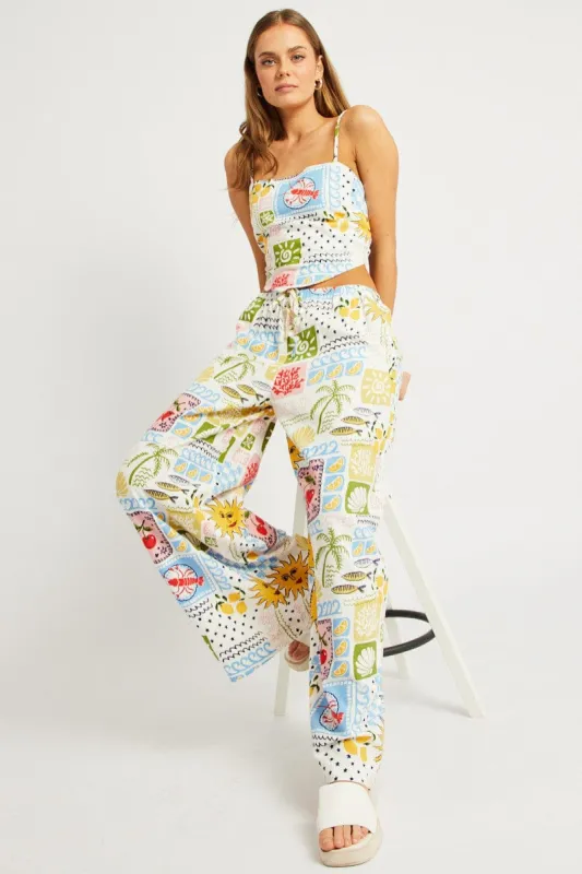 Multi Abstract Wide Leg Pants High Rise sold by Ally Fashion