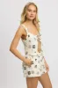 Beige Abstract Open Front Top Sleeveless Linen Blend sold by Ally Fashion