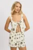 Beige Abstract Open Front Top Sleeveless Linen Blend sold by Ally Fashion