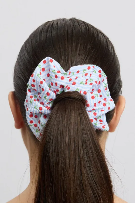 Blue Cherry Print Scrunchie sold by Ally Fashion