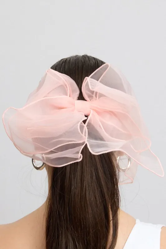 Pink Oversized Organza Bow Hair Clip sold by Ally Fashion