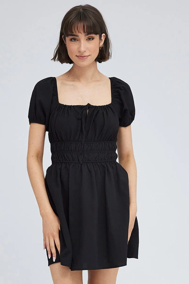 Black Fit And Flare Dress Puff Sleeve Mini sold by Ally Fashion product image thumbnail 3