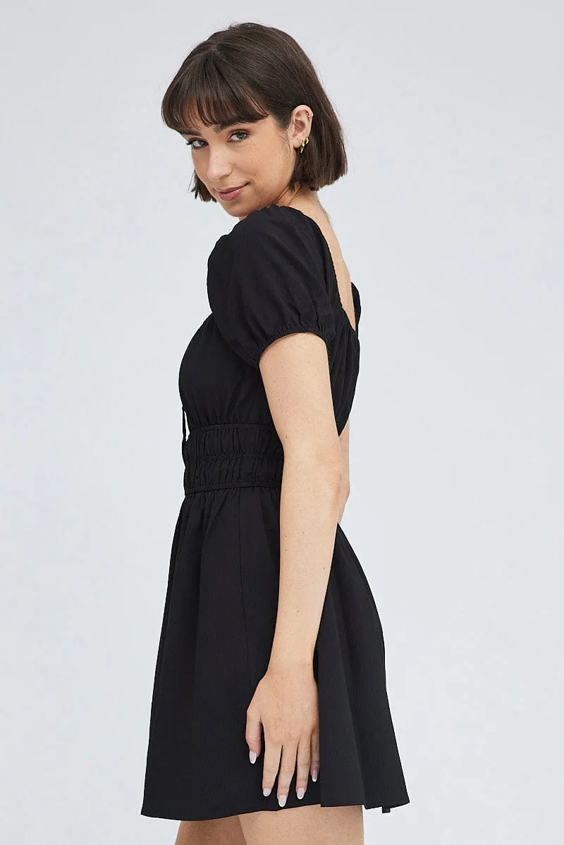 Black Fit And Flare Dress Puff Sleeve Mini sold by Ally Fashion product image thumbnail 4