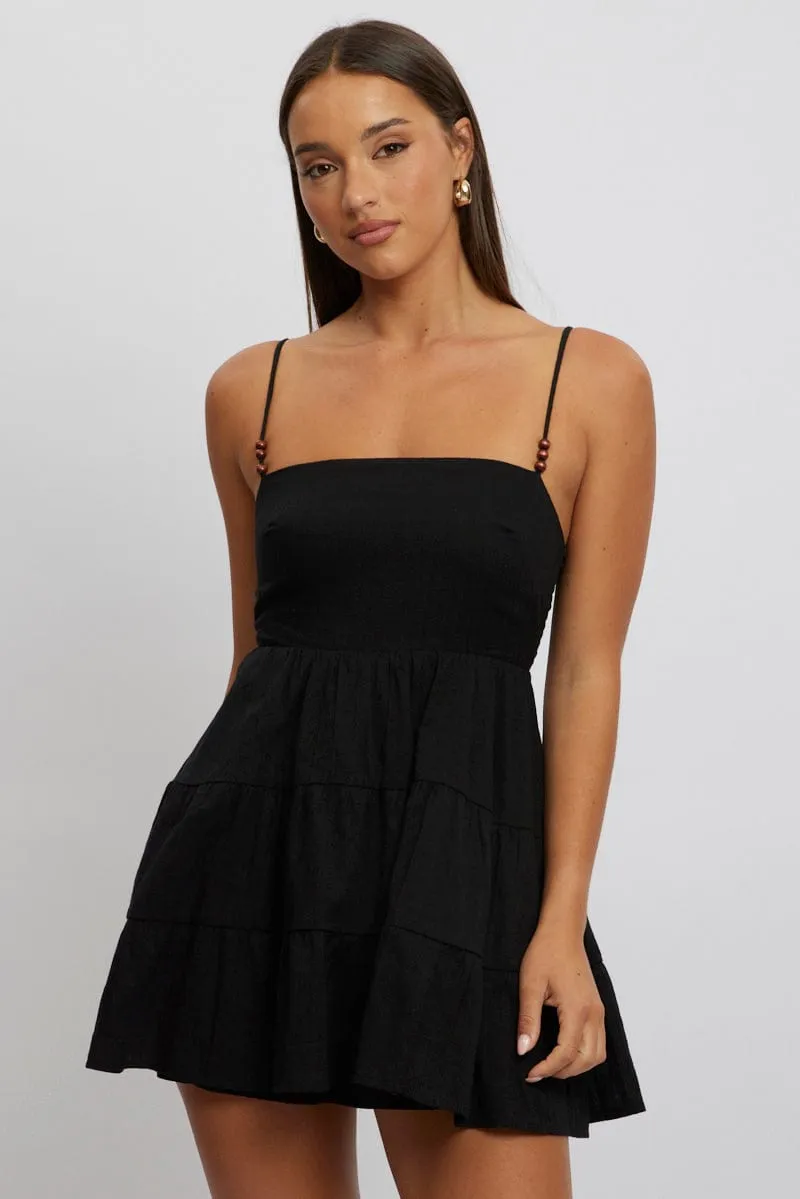 Black Fit And Flare Dress Bead Embellishment Mini sold by Ally Fashion product image thumbnail 2