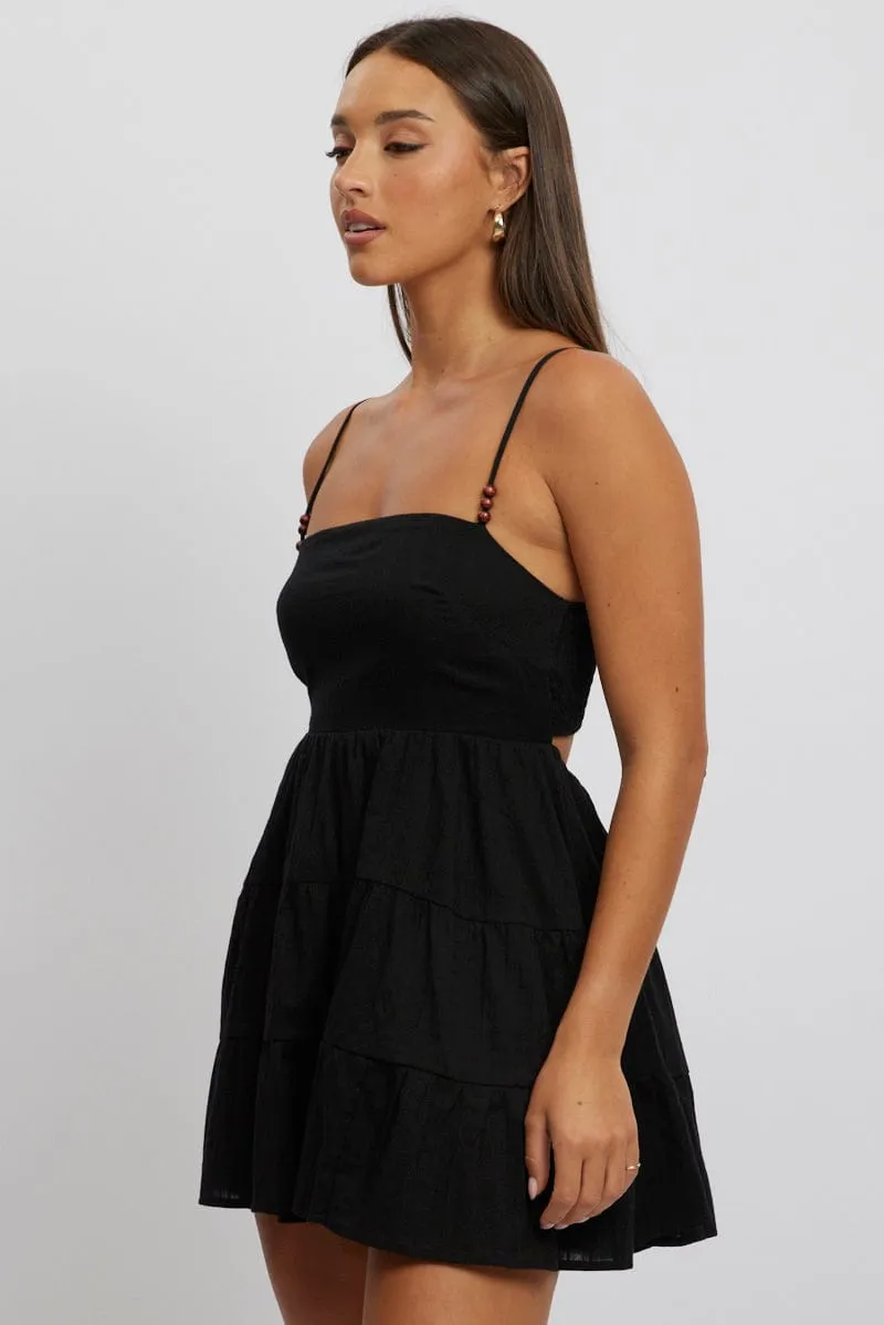 Black Fit And Flare Dress Bead Embellishment Mini sold by Ally Fashion product image thumbnail 3