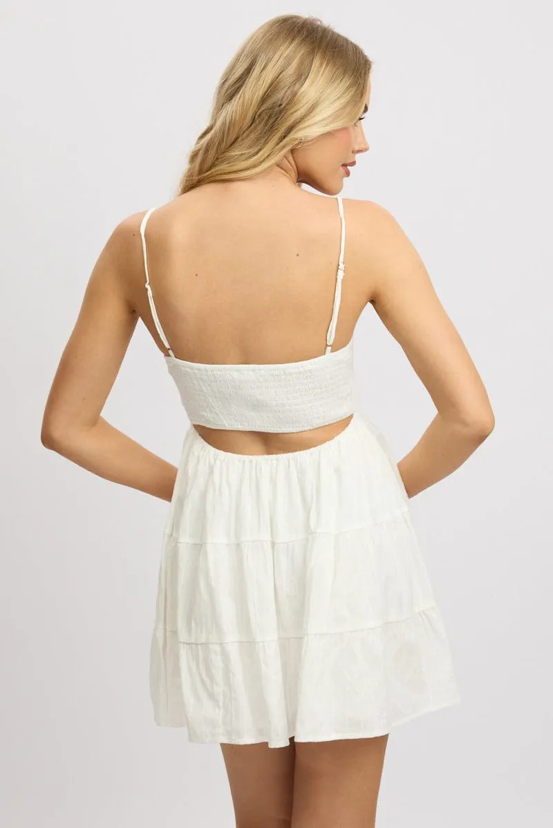 White Fit And Flare Dress Bead Embellishment Mini sold by Ally Fashion product image thumbnail 5