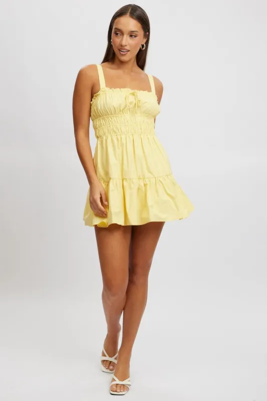 Yellow Fit And Flare Dress Mini Poplin sold by Ally Fashion