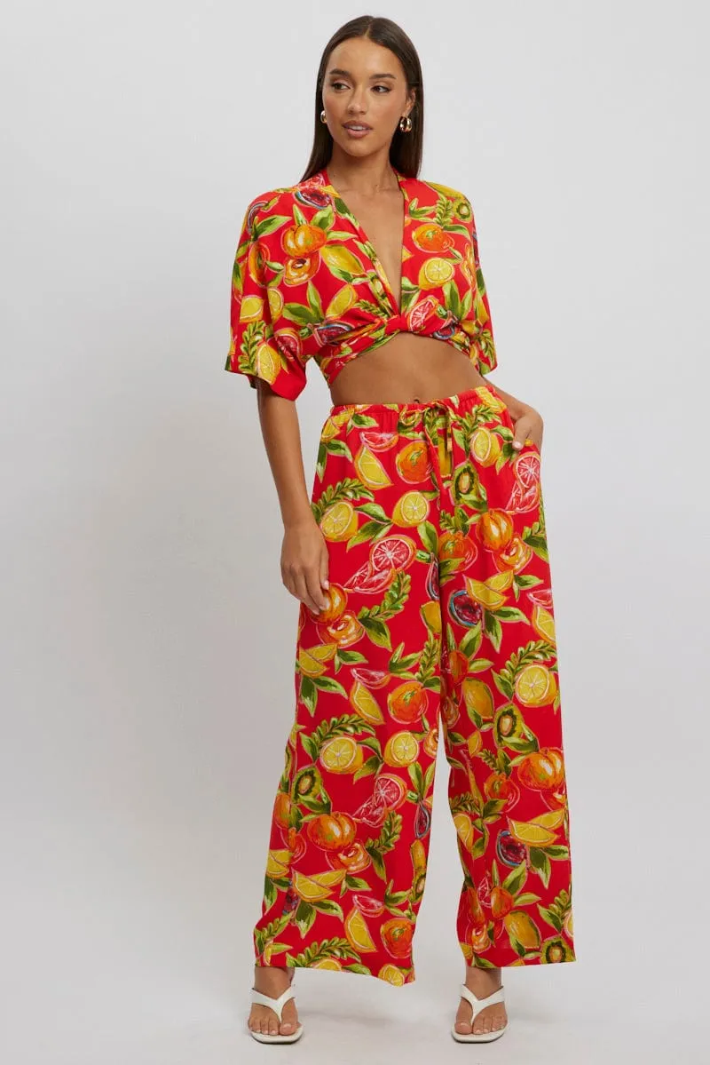 Red Abstract Tie Up Bolero Short Sleeve sold by Ally Fashion product image thumbnail 2