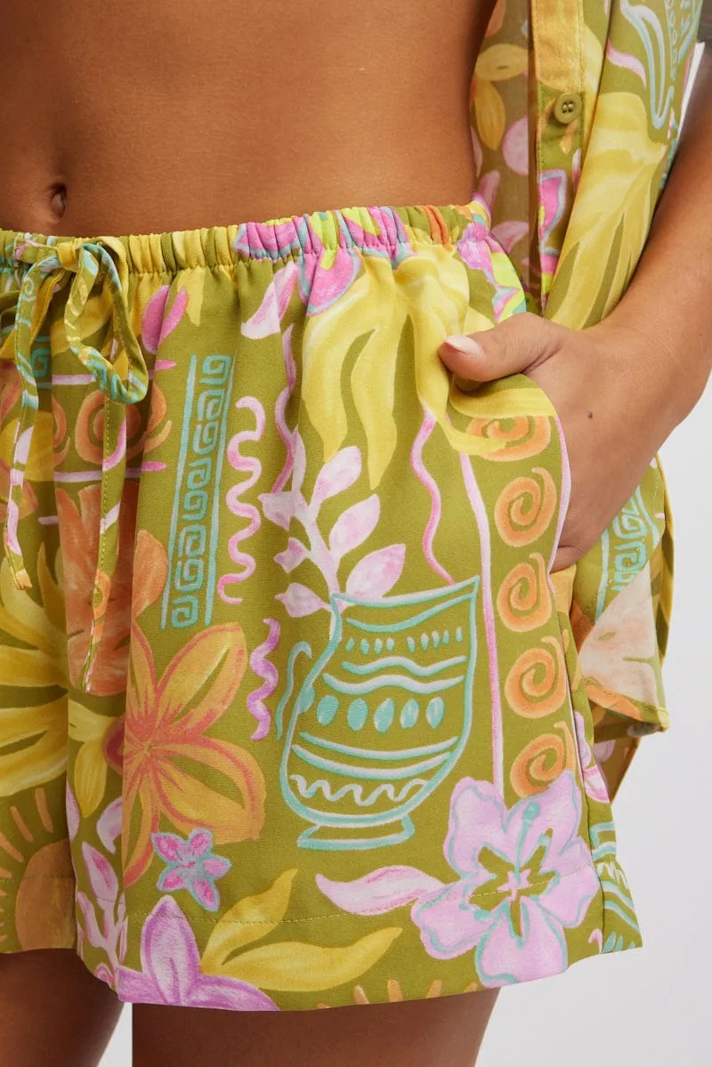 Green Abstract Shorts Mid Rise sold by Ally Fashion product image thumbnail 5