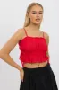 Red Cami Top Ruched Side Bow Linen Blend sold by Ally Fashion