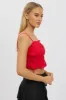 Red Cami Top Ruched Side Bow Linen Blend sold by Ally Fashion