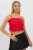 Red Cami Top Ruched Side Bow Linen Blend sold by Ally Fashion