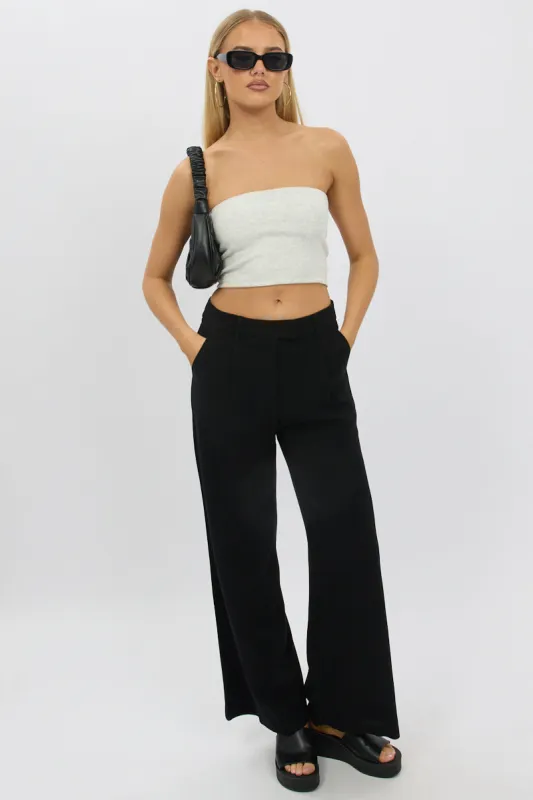 Black Wide Leg Pants Mid Rise sold by Ally Fashion