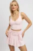 Pink Skater Skirt Mid Rise Ruched Detail Supersoft Mini sold by Ally Fashion