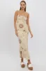 Beige Abstract Midi Dress Strappy sold by Ally Fashion