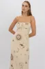 Beige Abstract Midi Dress Strappy sold by Ally Fashion