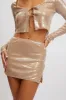 Beige Sequins Skirt Mid Waisted Mini Side Split sold by Ally Fashion