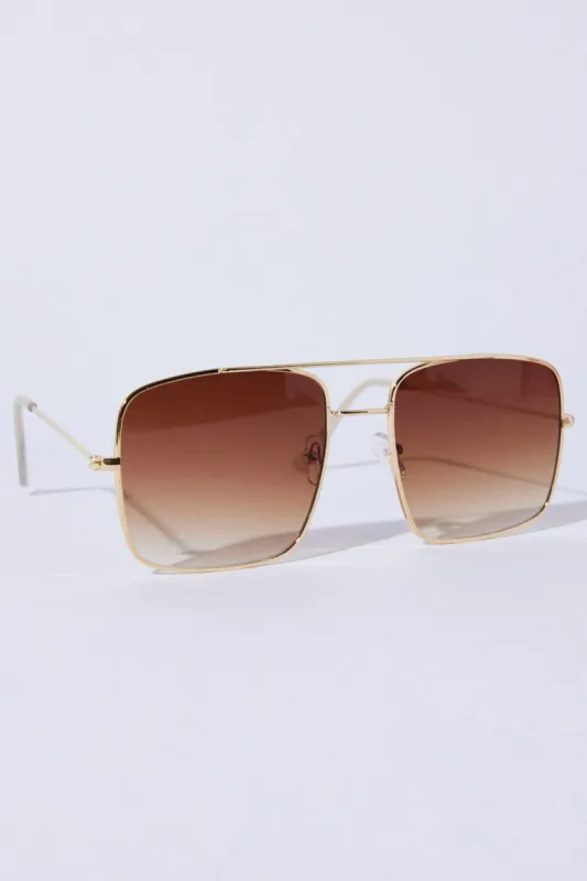 Brown Oversized Square Sunglasses sold by Ally Fashion