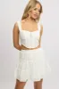 White Skater Skirt High Rise Tiered Mini Broidery Eyelet sold by Ally Fashion