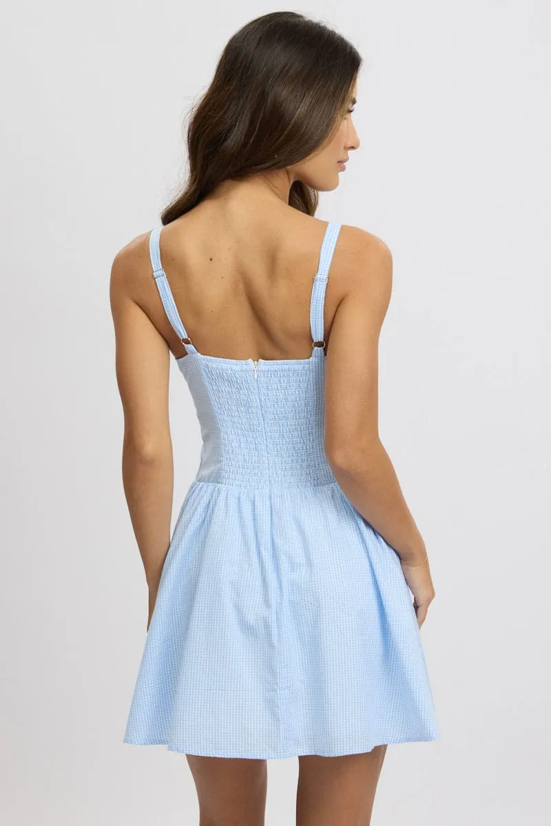Blue Check Fit And Flare Dress Drop Waist Mini sold by Ally Fashion product image thumbnail 5