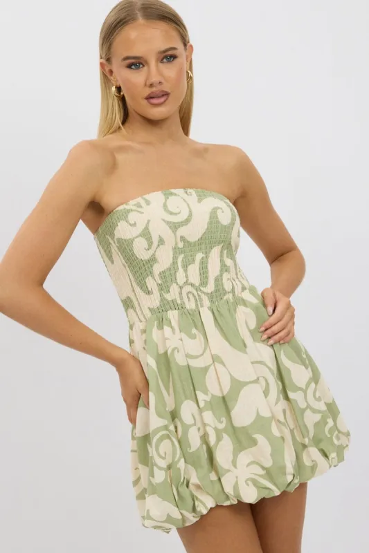 Green Abstract Bubble Mini Dress Strapless sold by Ally Fashion