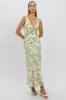Green Abstract Midi Dress V Neck Sleeveless sold by Ally Fashion