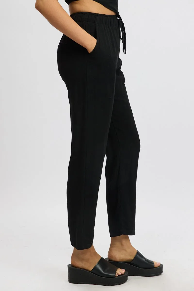 Black Tapered Pants Elasticated Waist sold by Ally Fashion product image thumbnail 4