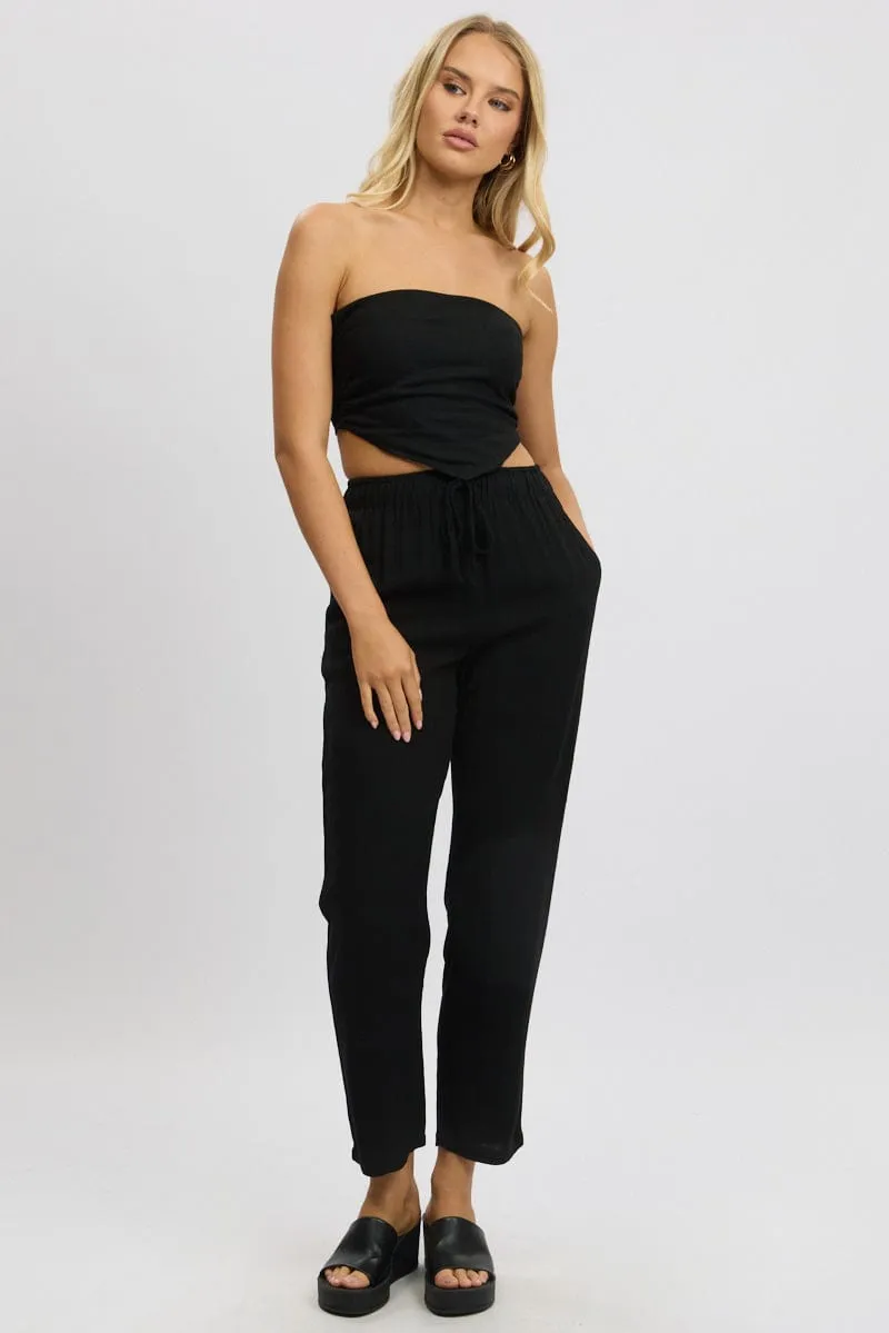 Black Tapered Pants Elasticated Waist sold by Ally Fashion