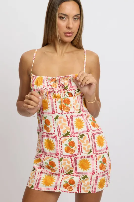 Multi Abstract Mini Dress Ruched Bust sold by Ally Fashion