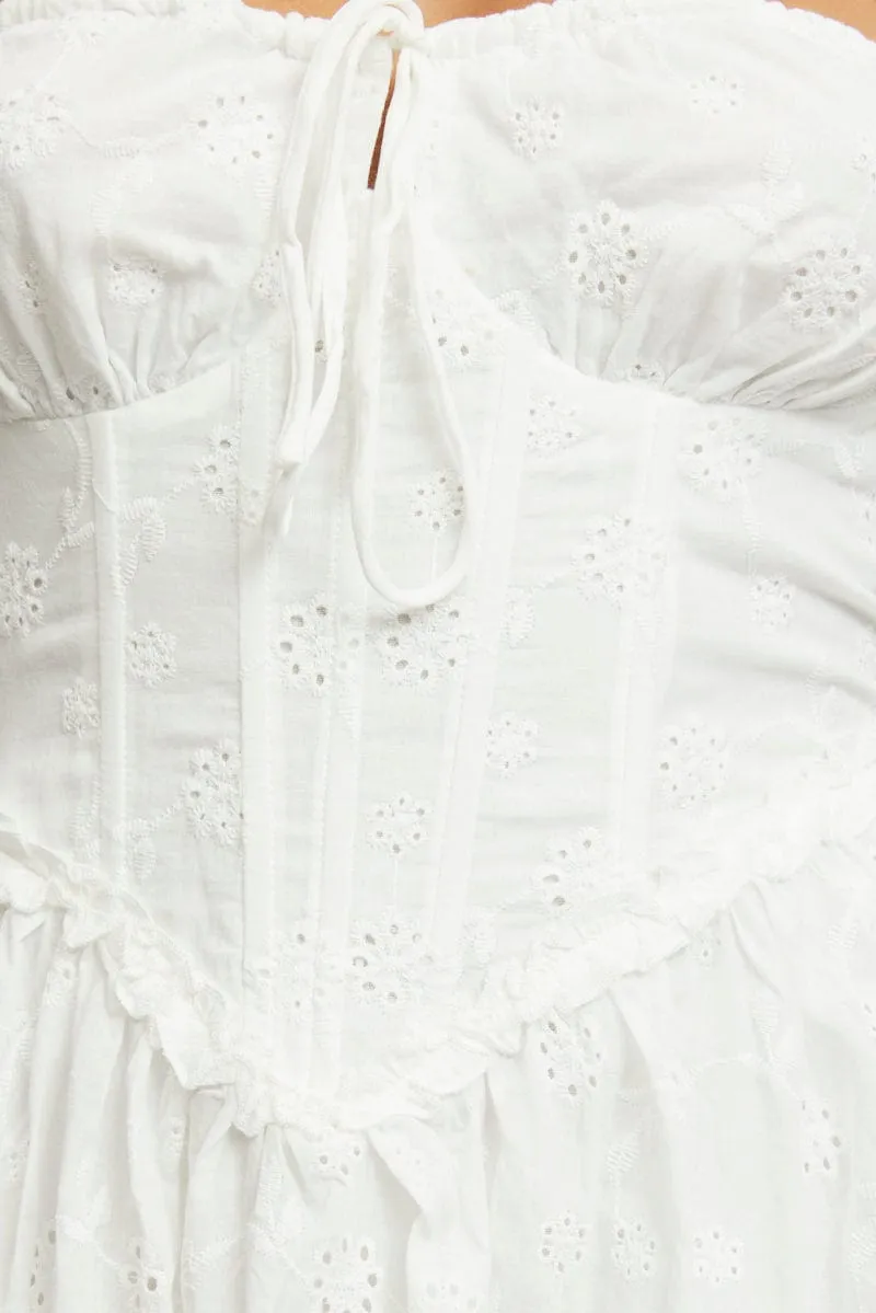 White Fit And Flare Dress Mini Eyelet Fabric sold by Ally Fashion product image thumbnail 5