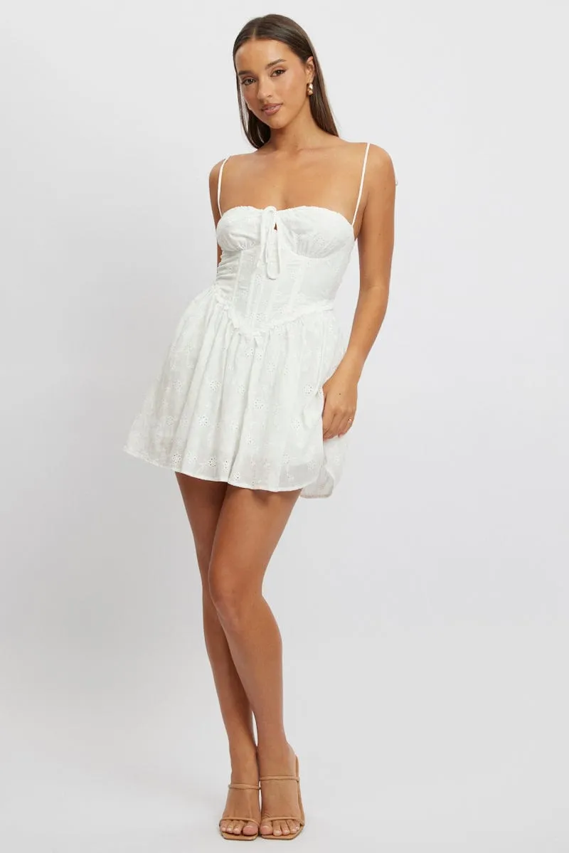 White Fit And Flare Dress Mini Eyelet Fabric sold by Ally Fashion product image thumbnail 2
